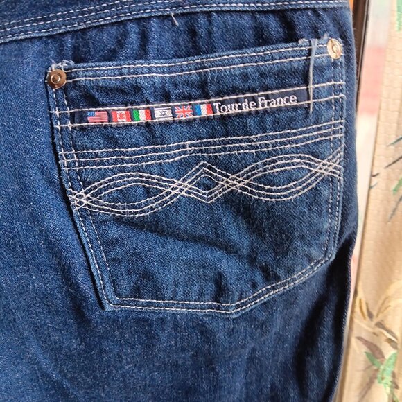 Vintage Mens Disco Jeans 36x25 FIT 80's INDIGO TOUR DE FRANCE DISCO POCKET JEANS - Picture 2 of 7